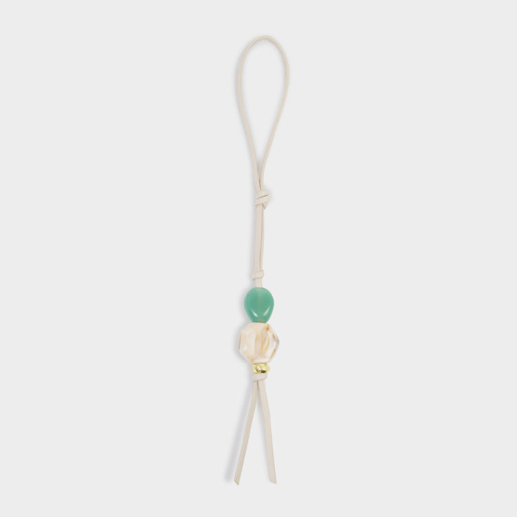 BEADED KEYRING BAG CHARM | Oyster | 11" x 1"