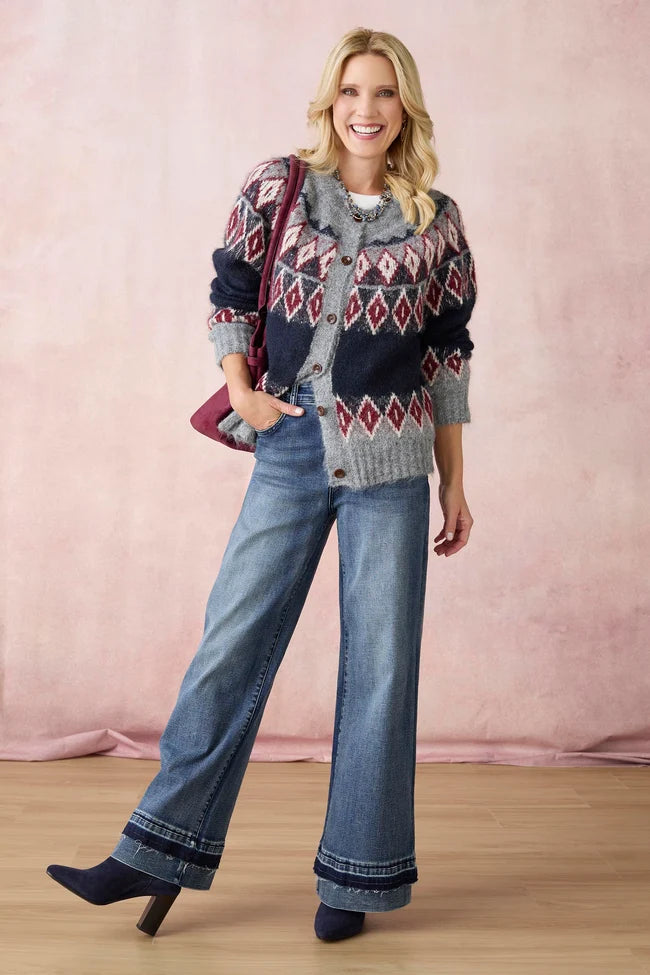 EverStretch Wide Leg Denim with Dual Wash Bottom