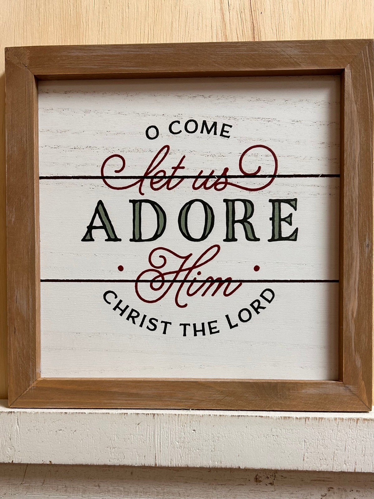 Come Let Us Adore Him Framed Wooden Wall Art