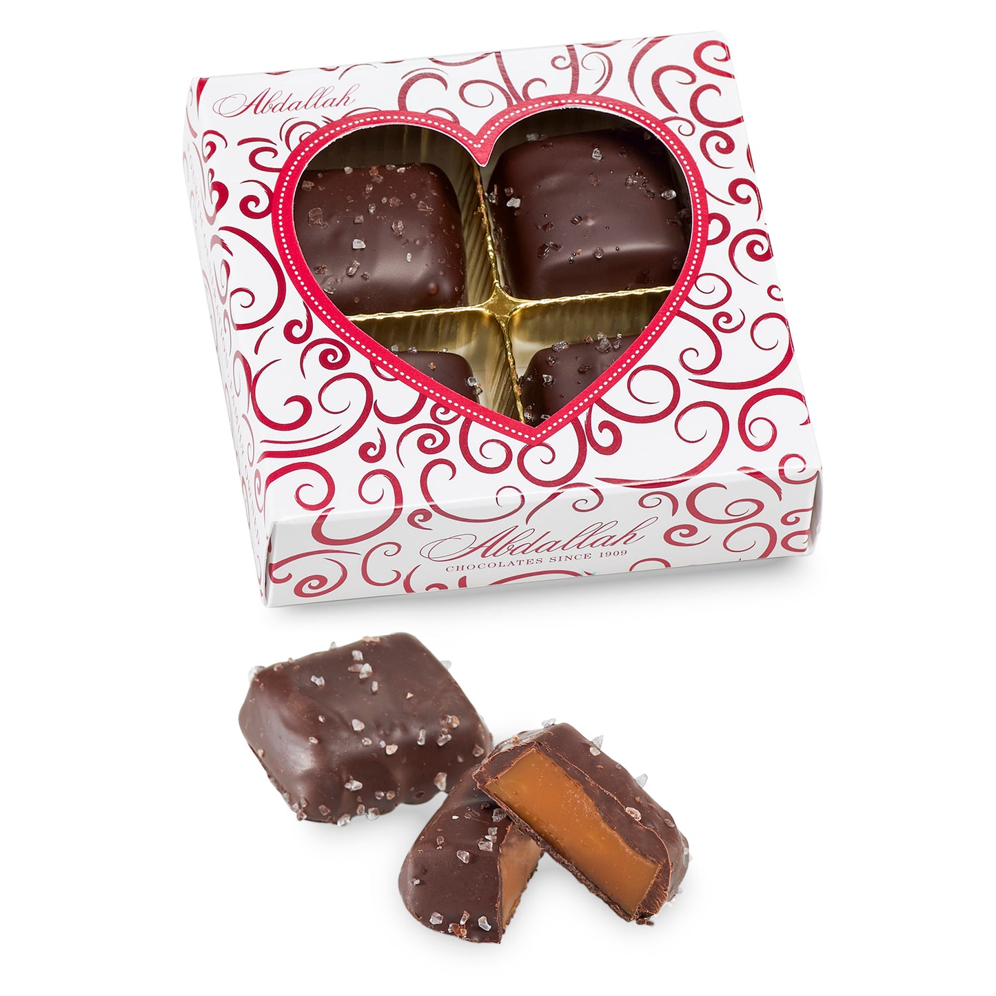 2.4oz Sea Salt Dark Caramels-Valentine Gift Box