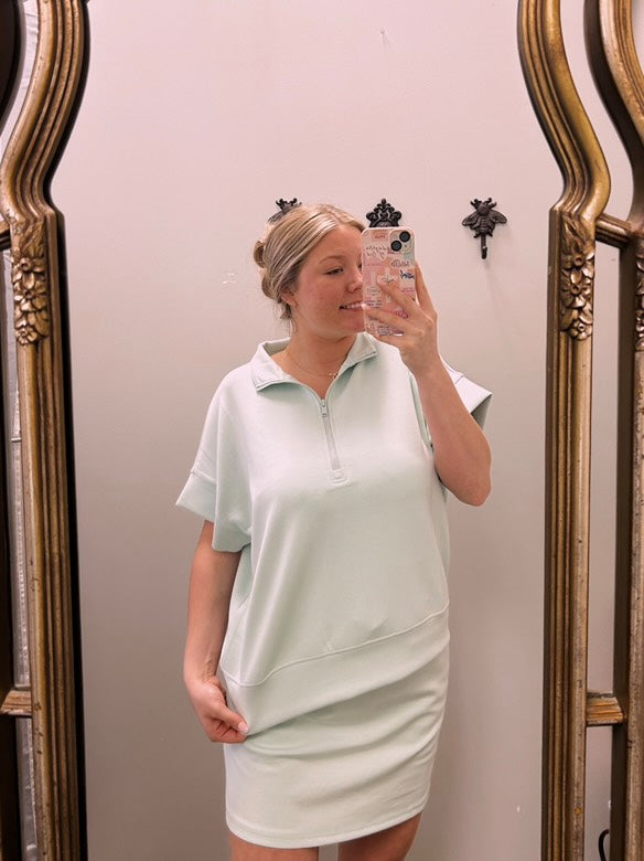 Quarter Zip Short Sleeve Top