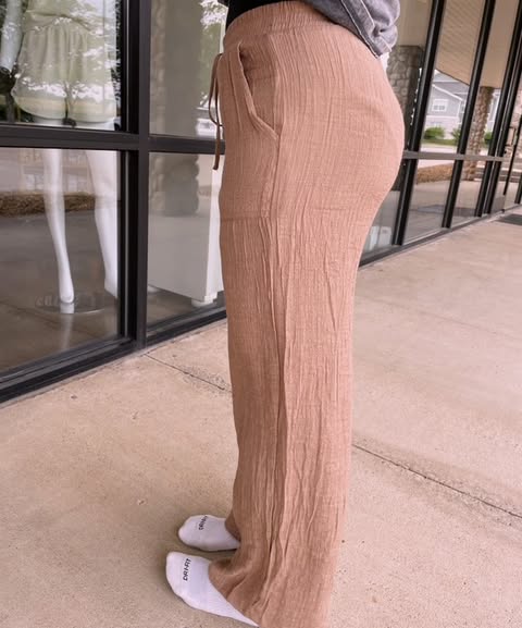 HIGH WAIST DRAWSTRING WIDE LEG LOUNGE PANTS