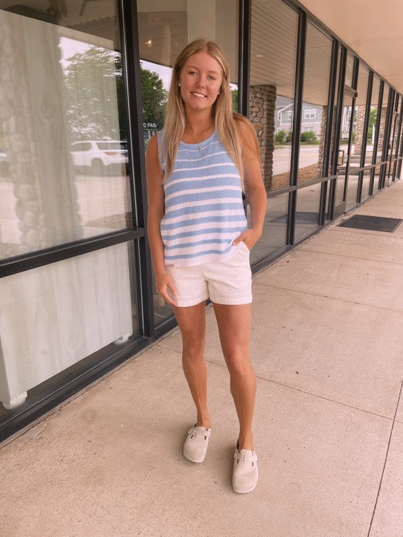 Simply Southern Tank Blue W/ White Stripes