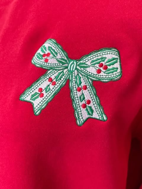 Holly Christmas Bow Pullover
