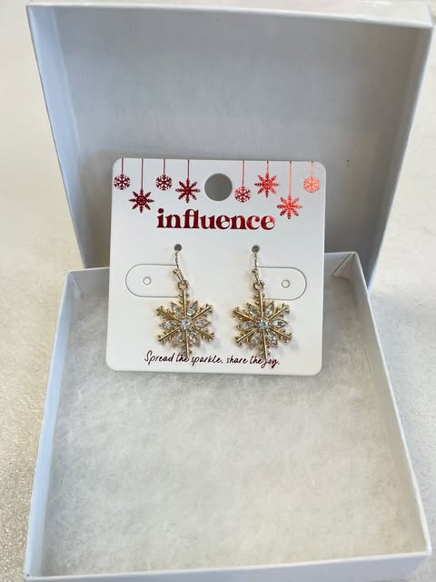 Pave Crystal Snowflake Earrings