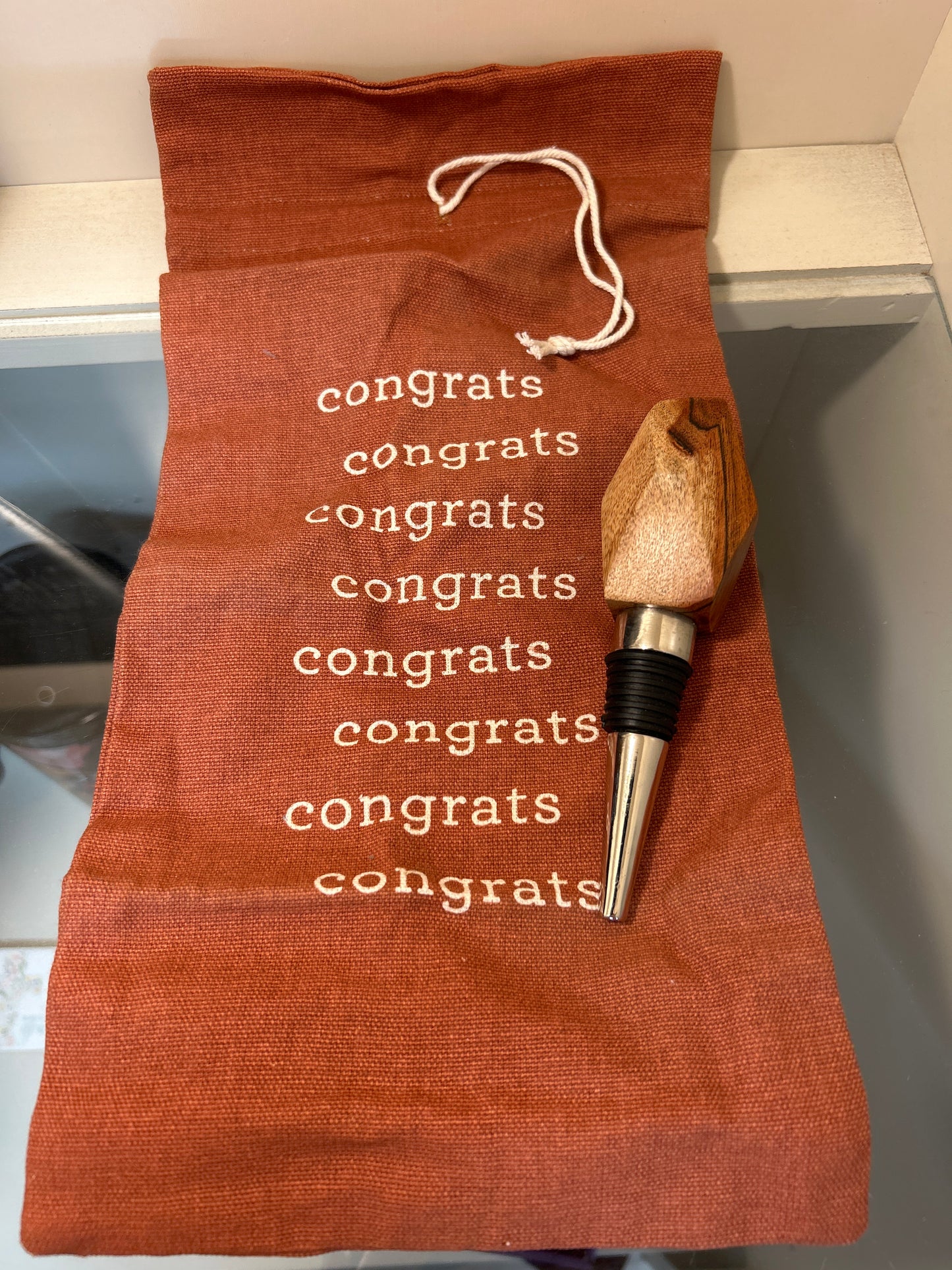 Congrats Wine Bottle Bag & Stopper