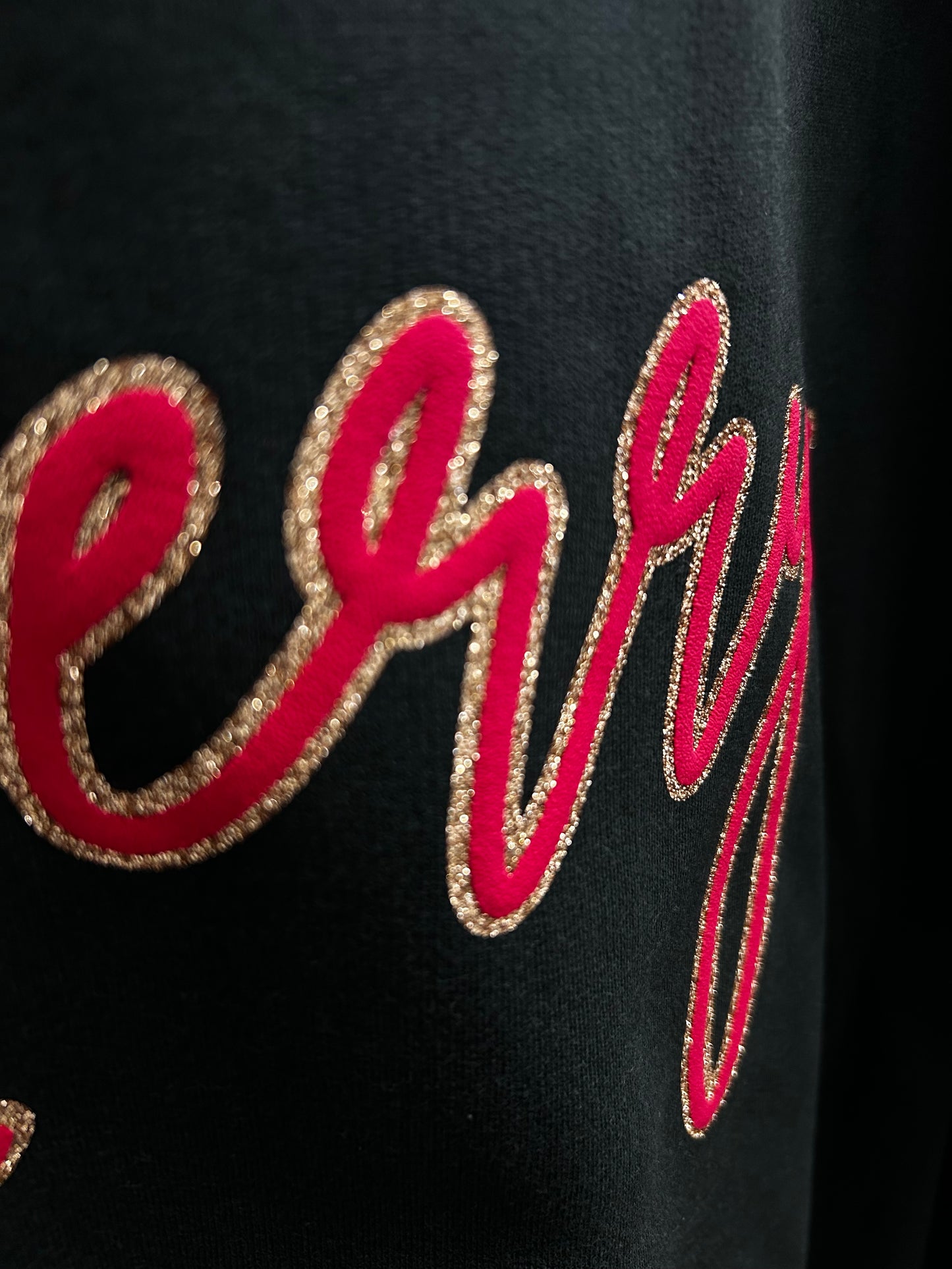 Gold Glitter & Red Merry Crewneck