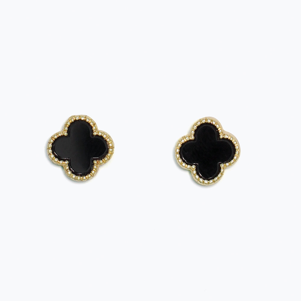 Earrings-Black Clover in Gold