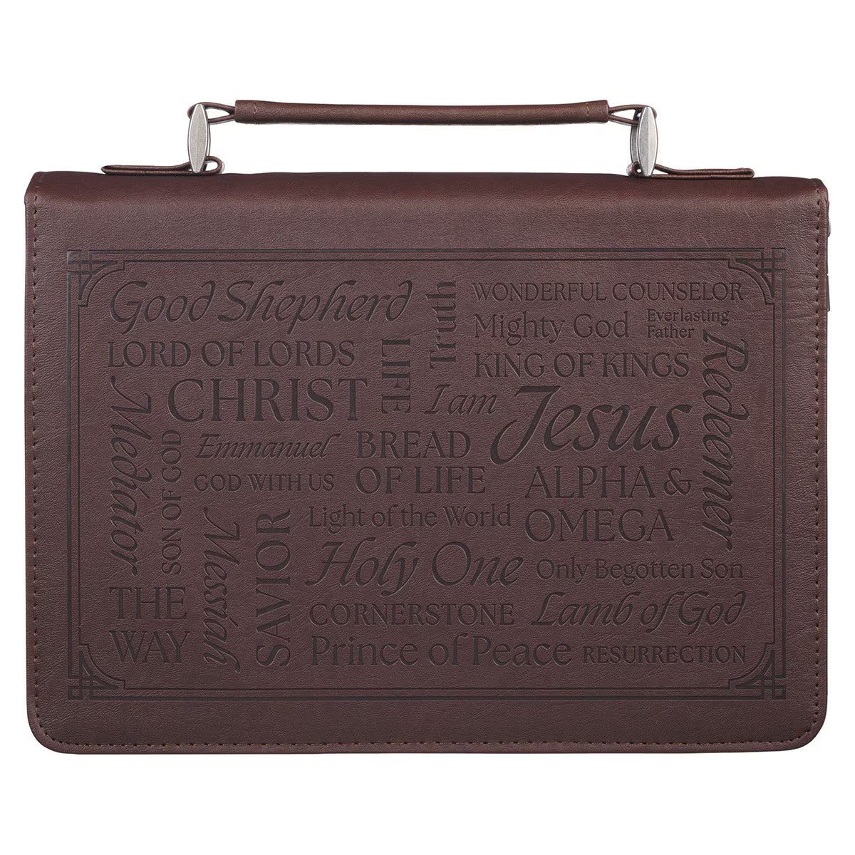 Names of Jesus Walnut Brown Faux Leather Classic Bible Cover - Isaiah 9:6