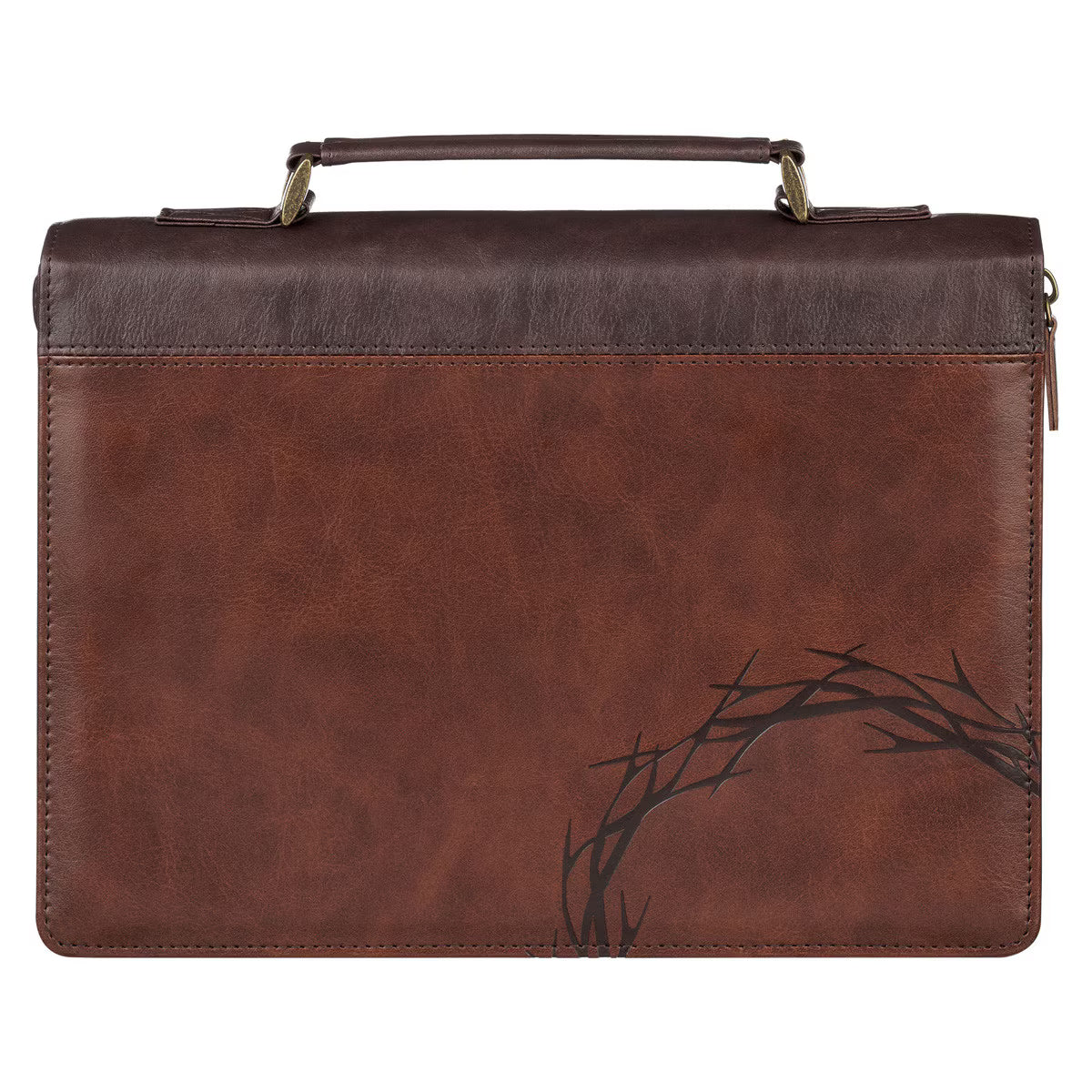 Crown of Thorns Brown Faux Leather Classic Bible Cover - Isaiah 53:3