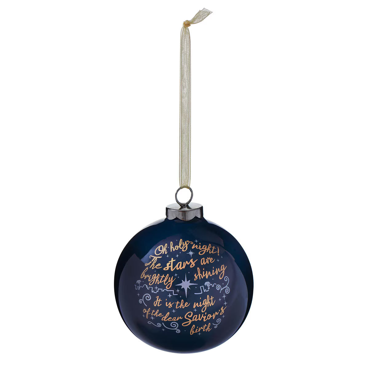 Oh Holy Night Blue Ceramic Ornament