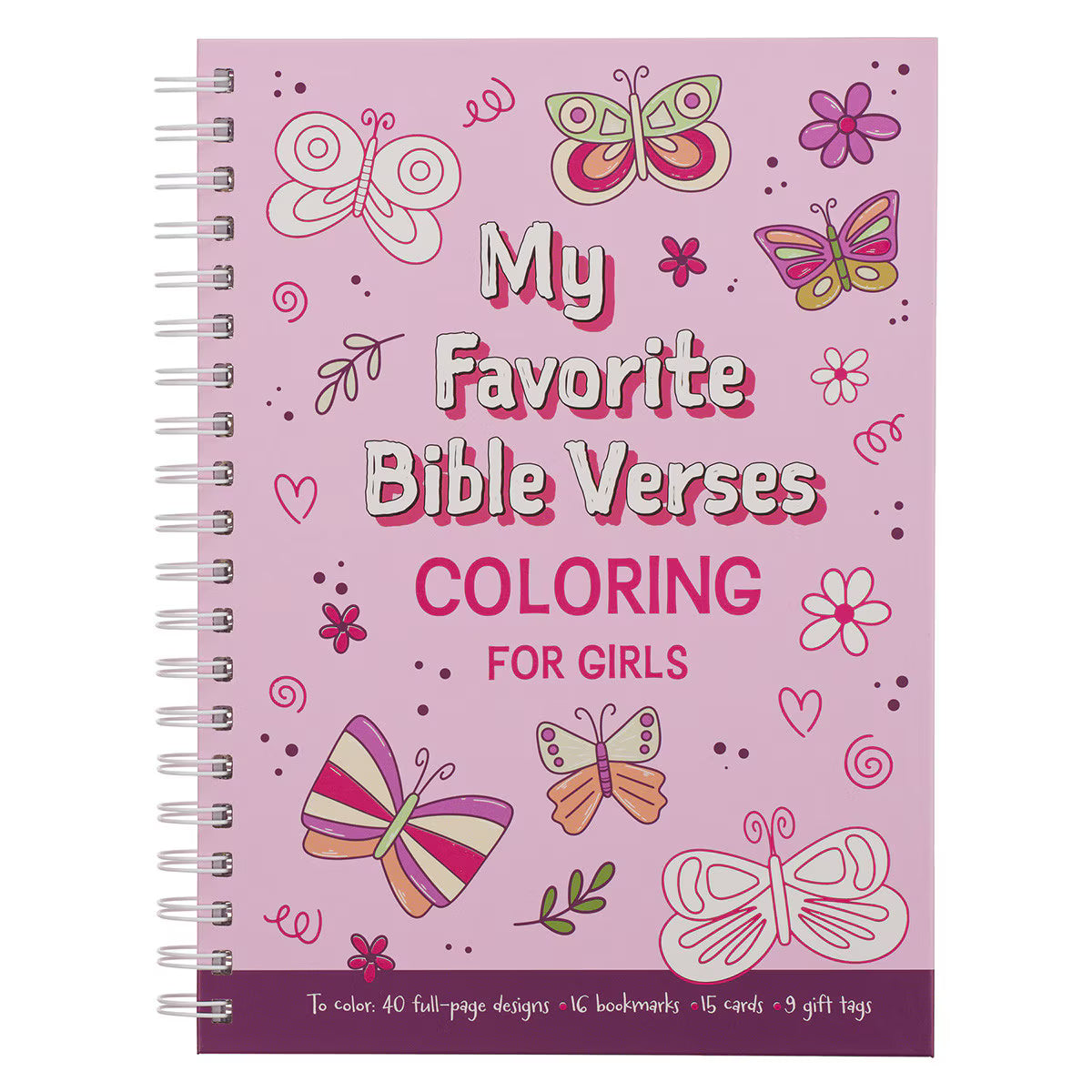 My Favorite Bible Verses Pink Spiral Coloring Book for Girls