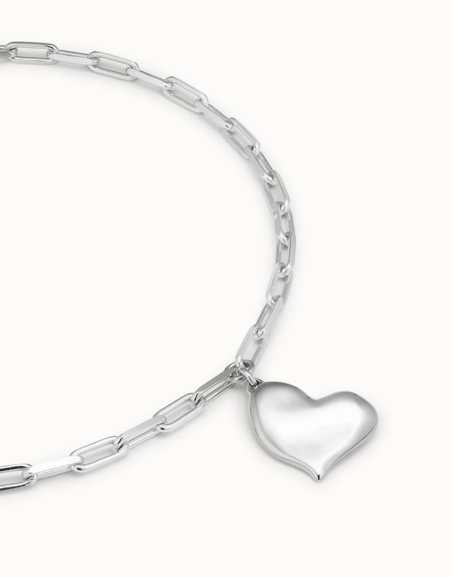 Sterling Silver-Plated Link Chain Necklace with Heart