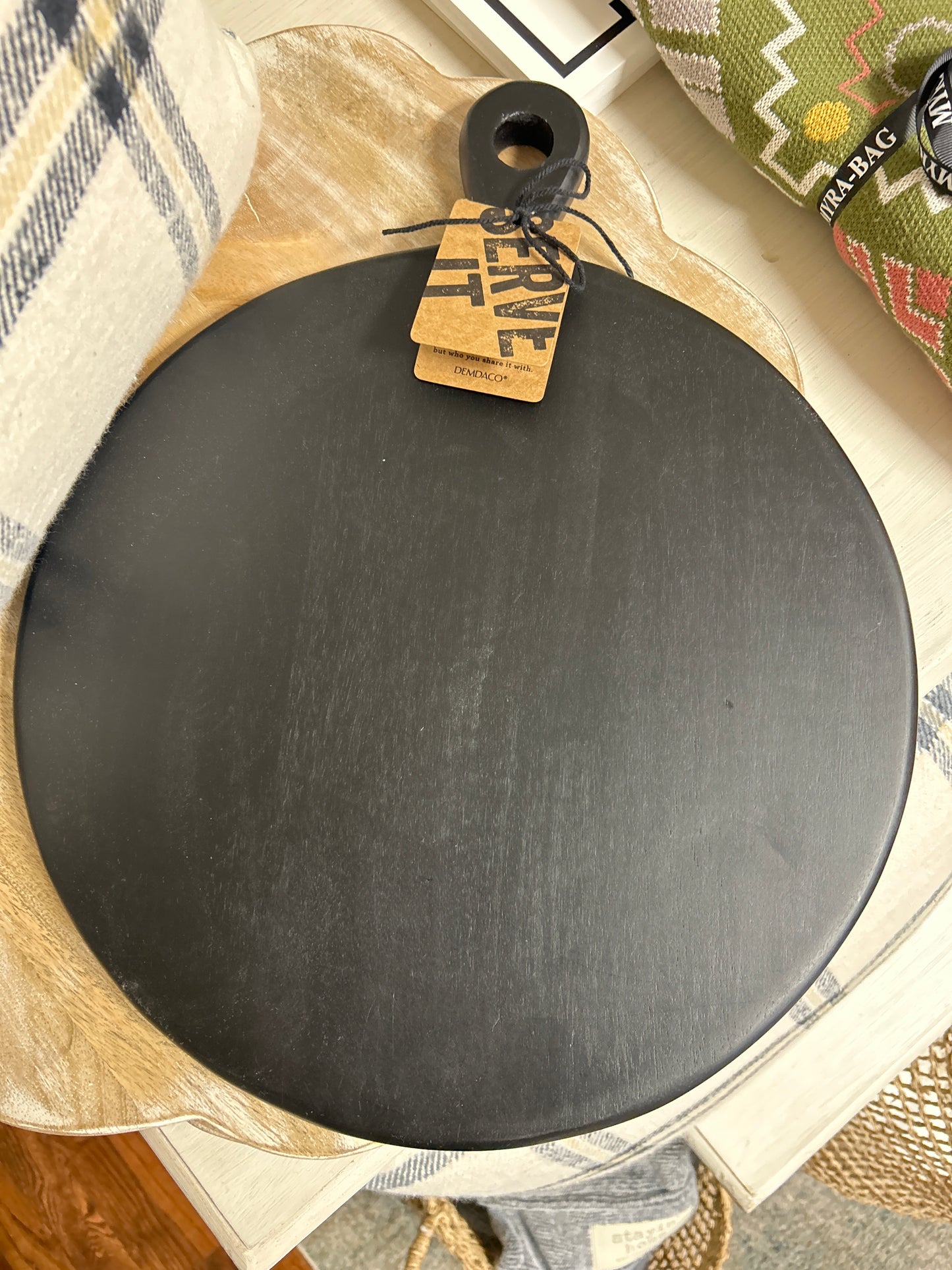 Round Wood Serving Board - Ebony
