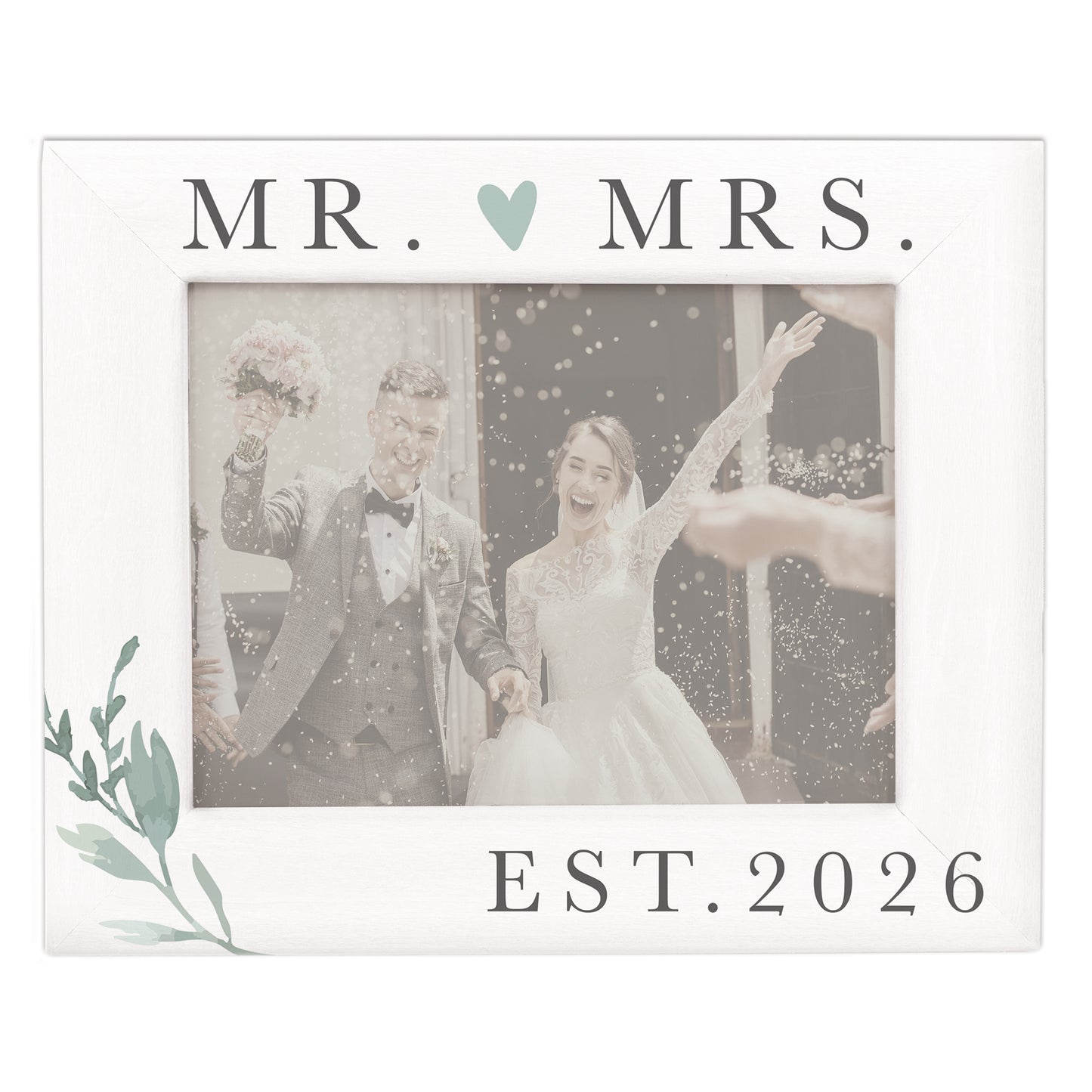 Mr. & Mrs. Picture Frame with Leaves