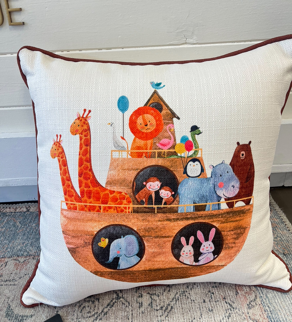 Noah's Ark Pillow + Piping