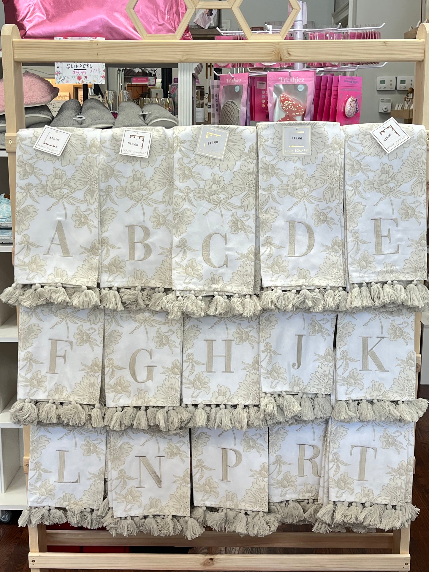 Floral Tea Towel with Initial