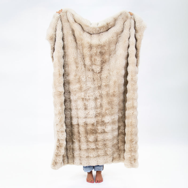 Tan Faux Fur Throw Blanket