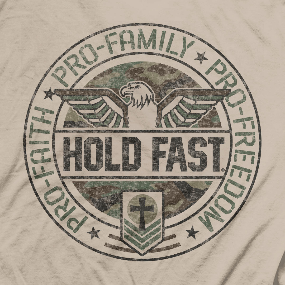 Hold Fast Adult T - Pro Faith Family Freedom Eagle