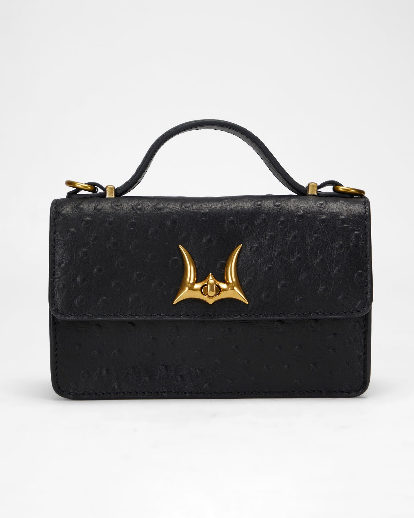 VALENCIA OSTRICH LEATHER BAG - BLACK