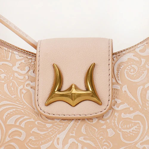 LW HOBO MEDIUM PURSE - BEIGE FLORAL LEATHER
