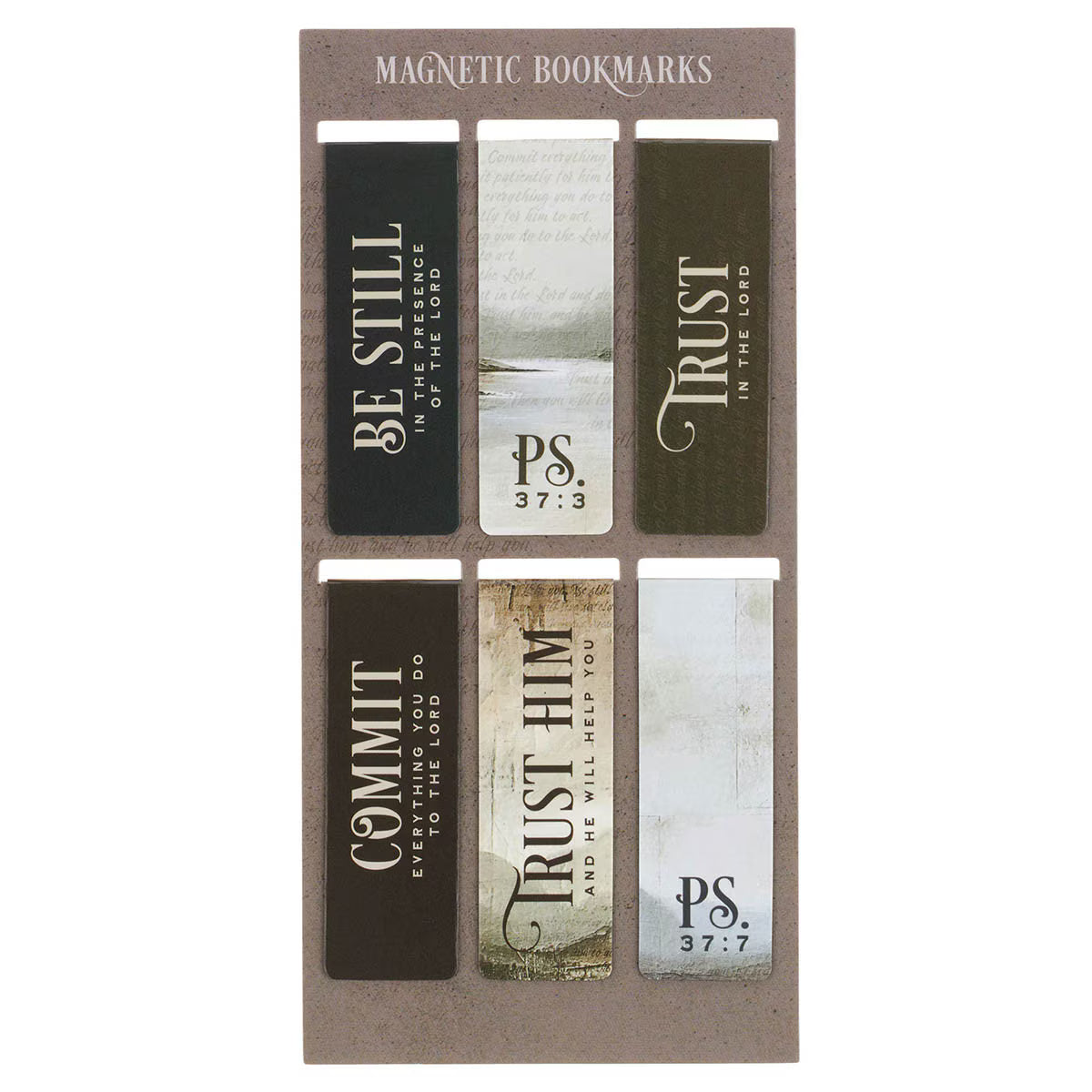 Still, Trust, Commit Scenic Nature Magnetic Bookmark Set - Psalm 37: 3-7