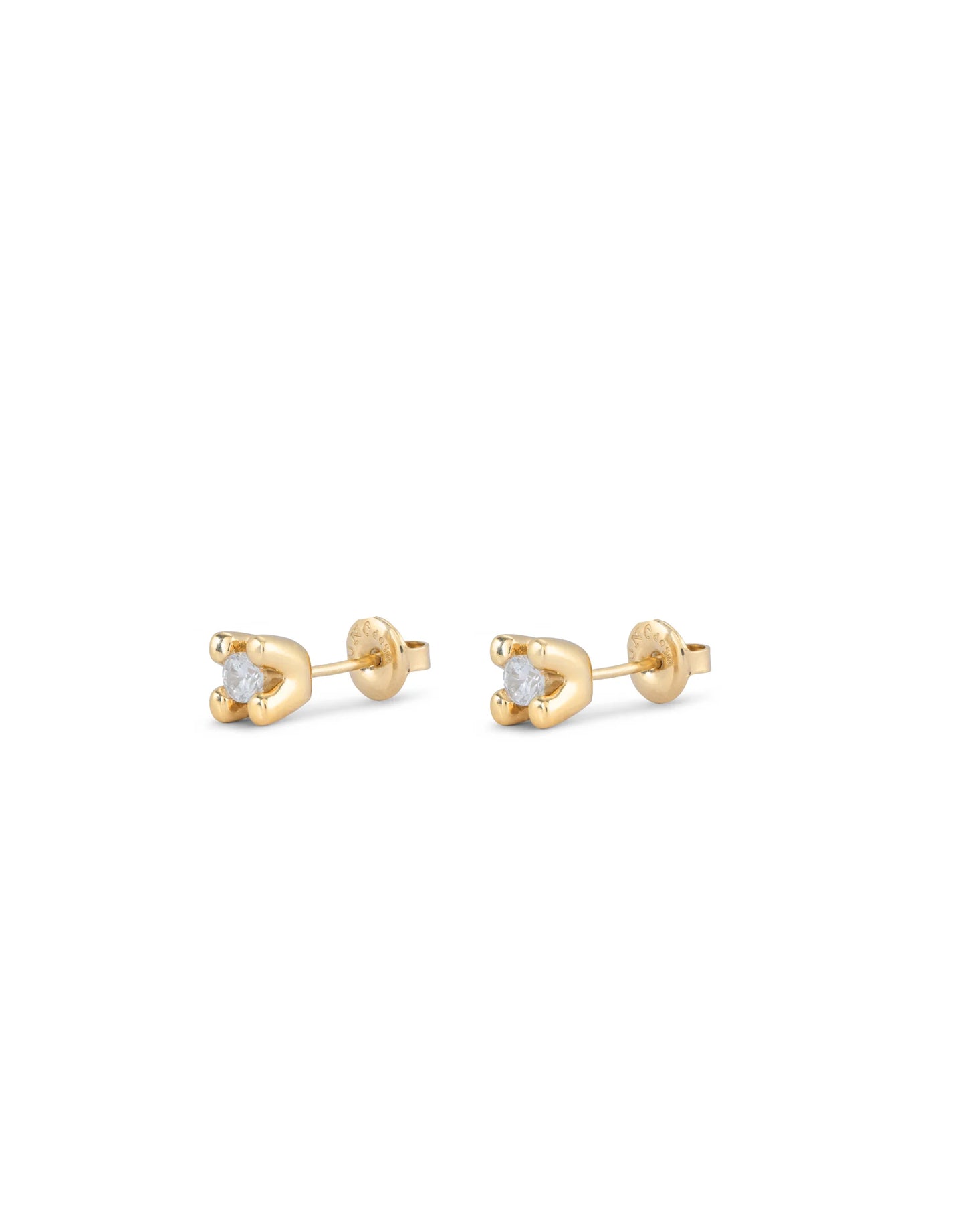 18k Gold-plated Stud Earrings with White Cubic Zirconia