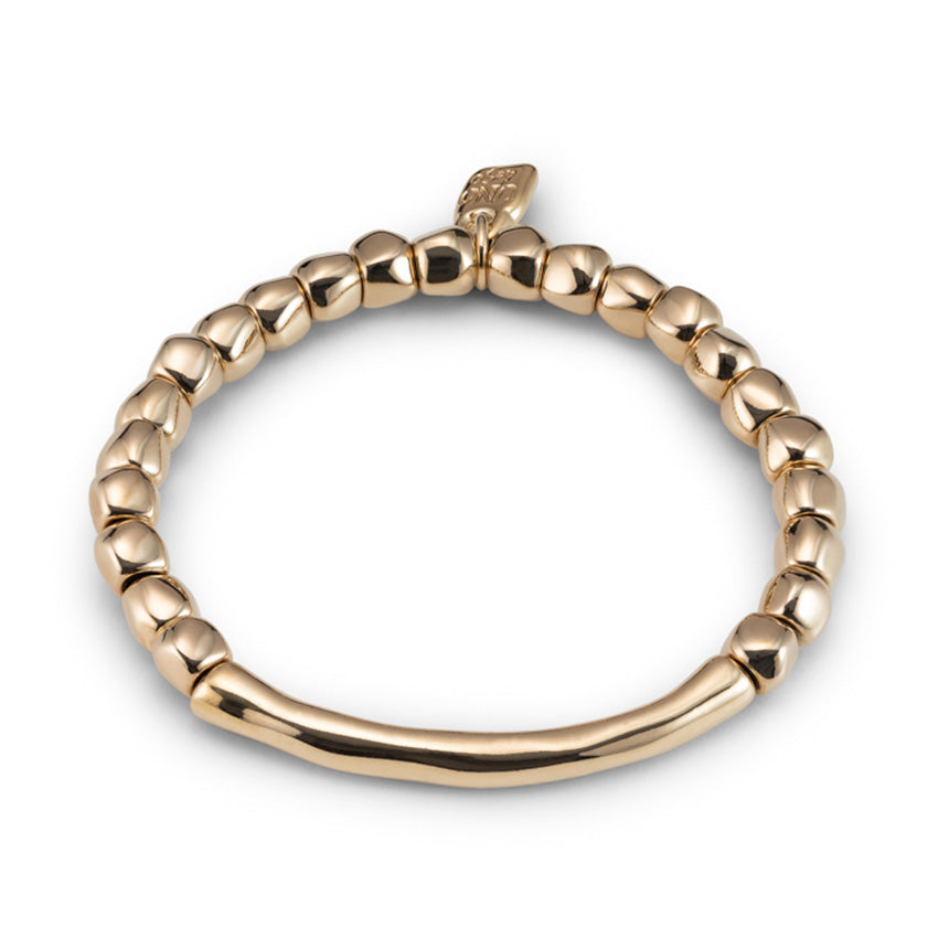 Gold Plated Beaded & Tubular Stretch Bracelet