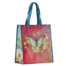 Be Still Butterfly Pink Non-Woven Coated Tote Bag - Psalm 46:10
