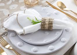 Mud Pie Taupe Scalloped Napkin Set