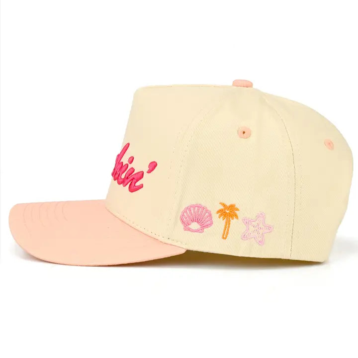 C.C Beachin' Letter Embroidered On Two Tone Trucker Hat