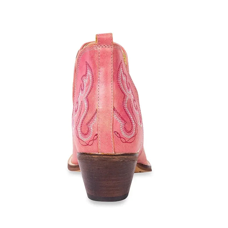 Maisie Stitched Leather Boots in Pink by Myra Bag