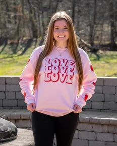Love Crewneck with Heart Sleeves