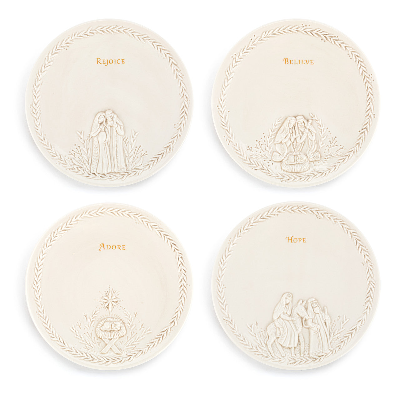 Christmas Journey Ceramic Nativity Appetizer Plates Set of 4