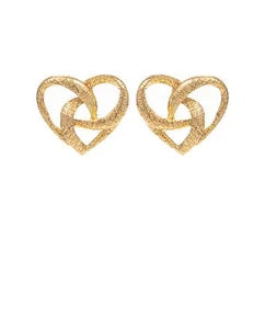Texture Brass Heart Earrings