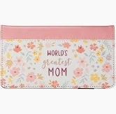 World's Greatest Mom Peach Floral Faux Leather Checkbook Wallet