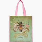 Faith Bee Green Non-Woven Coated Tote Bag - Romans 5:1