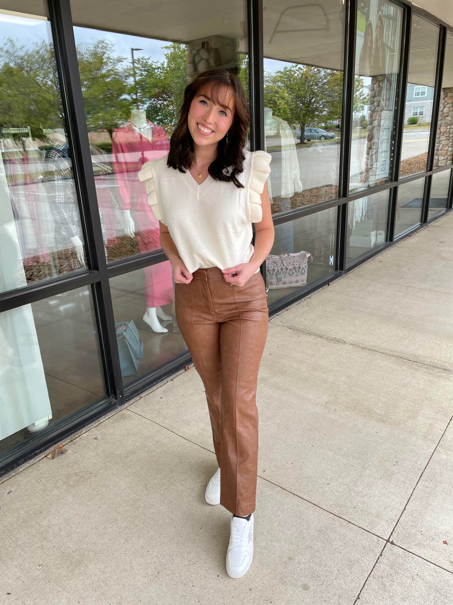 Always Edgy Brown Snake Print Leather Pants