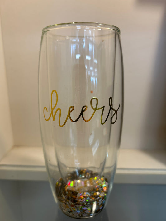 Glitter Champagne Glass - Cheers