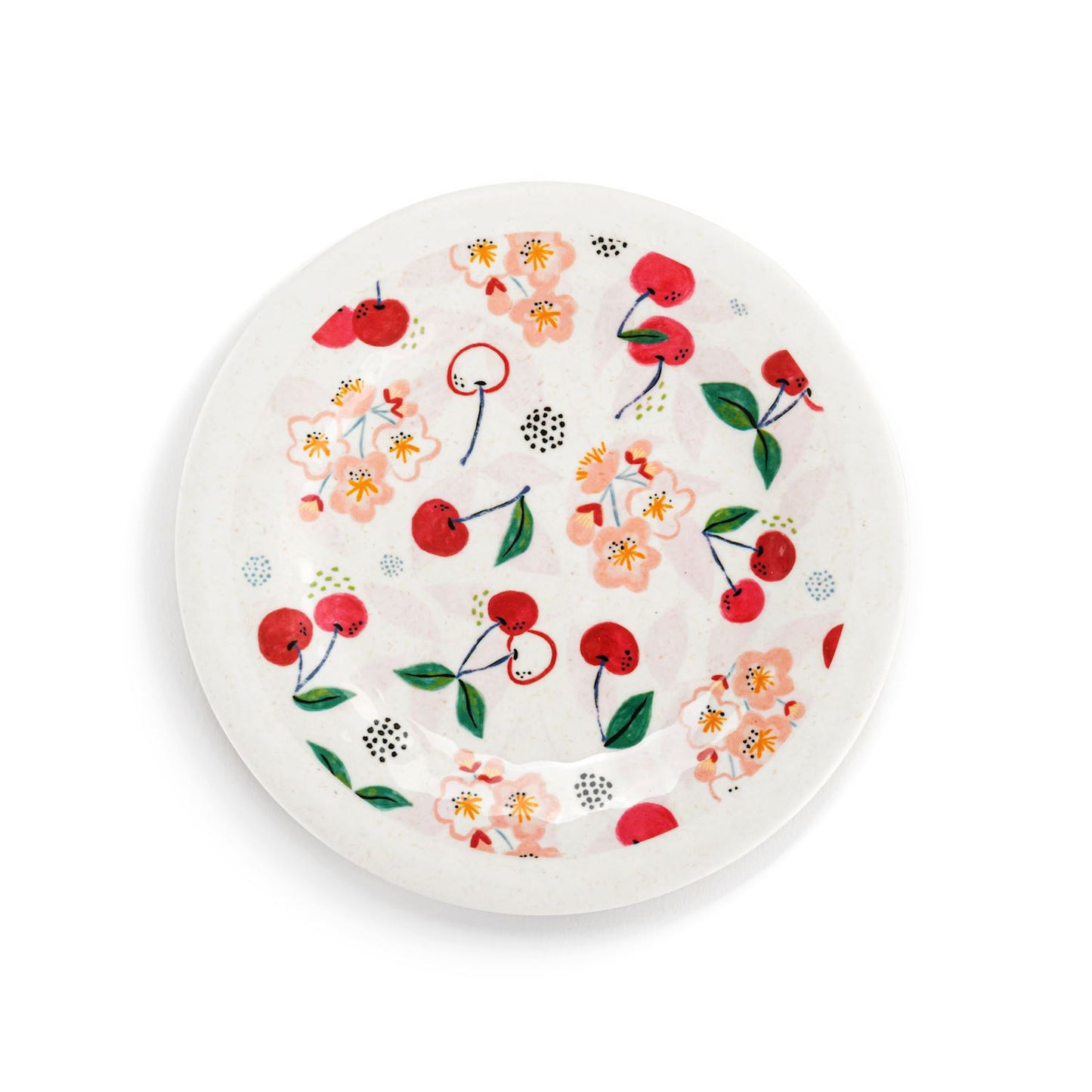 Cherry Bamboo Melamine Appetizer Plates Set of 4