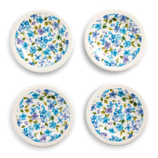Hydrangea Melamine Appetizer Plates Set of 4