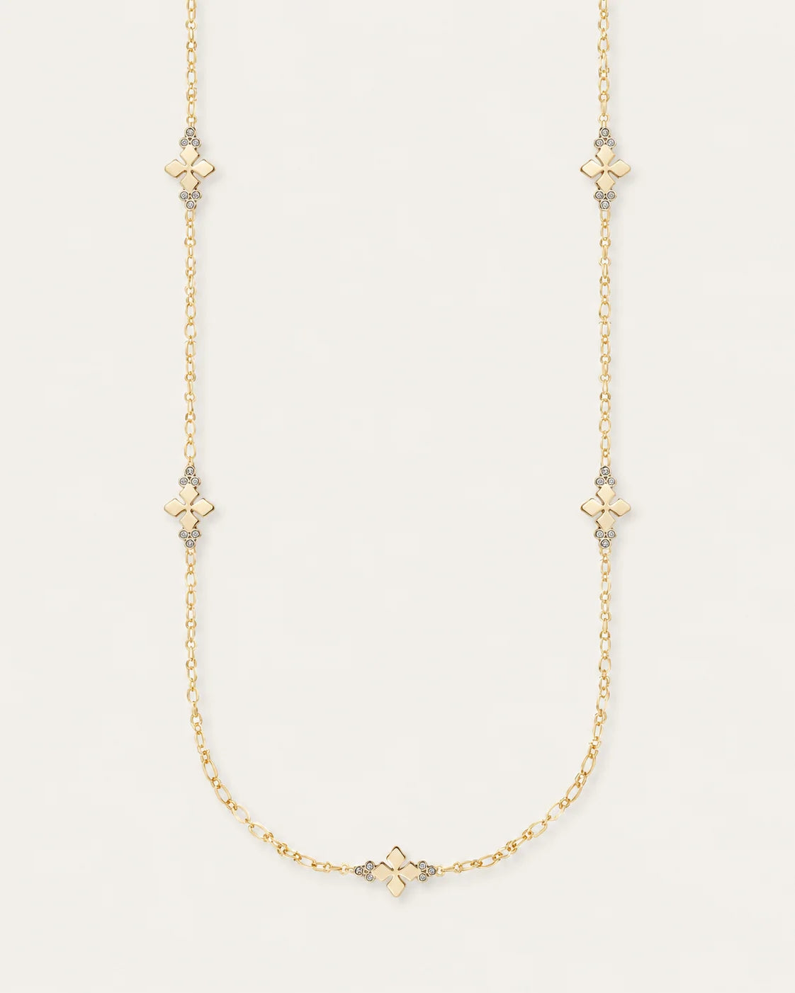 Believer Cross Station Necklace Gold