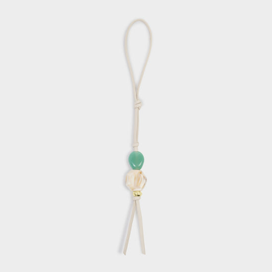 BEADED KEYRING BAG CHARM | Oyster | 11" x 1"