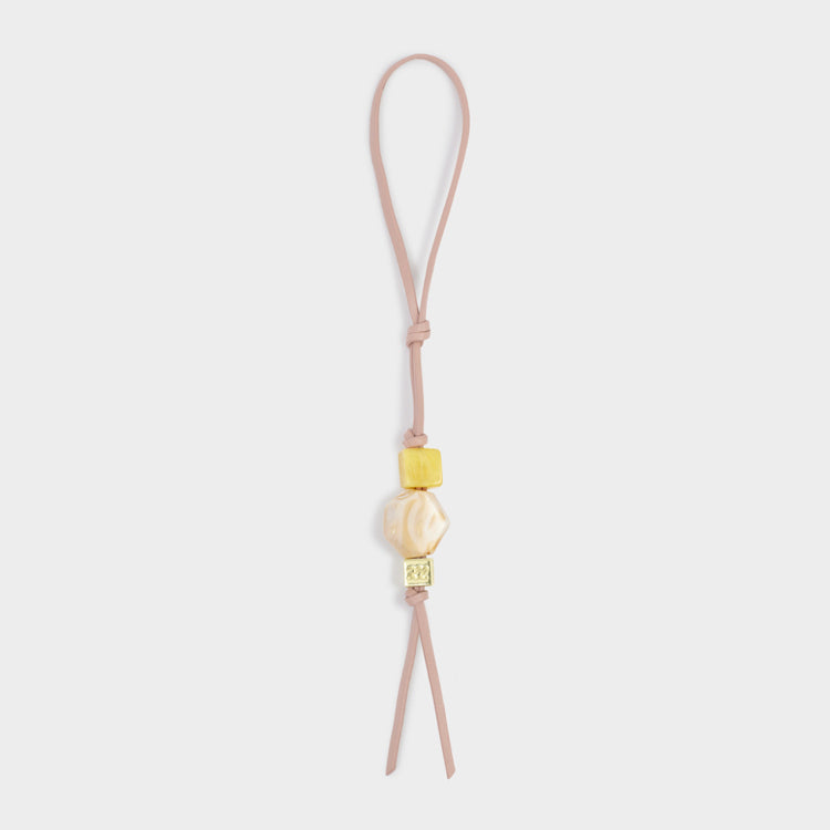 BEADED KEYRING BAG CHARM | Pink Heather | 11" x 1"