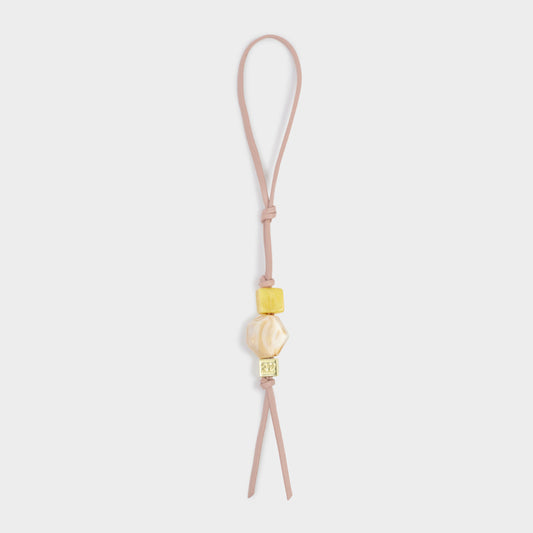 BEADED KEYRING BAG CHARM | Pink Heather | 11" x 1"