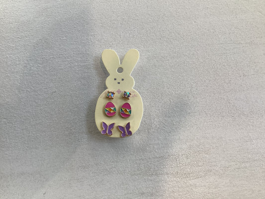 Kids Yellow Stud Easter Bunny Earrings