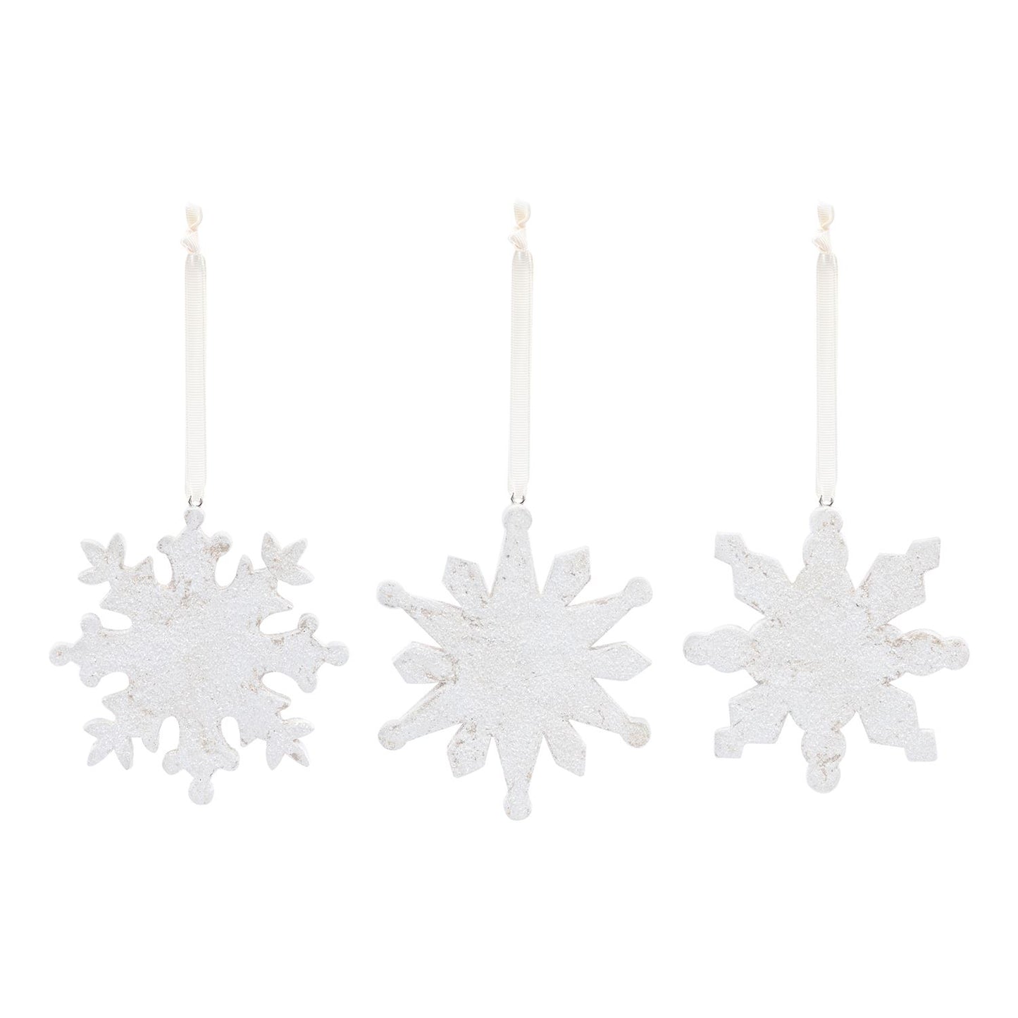 Snowflake Paper Pulp Ornaments Set of 3 - 4in