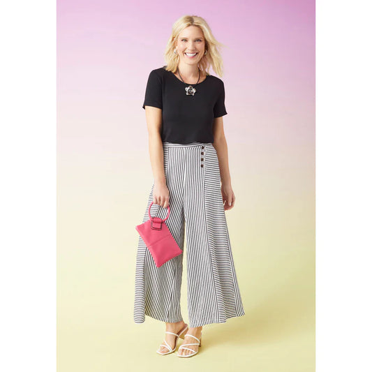 Dahlia Striped Textured Pants with Side Button