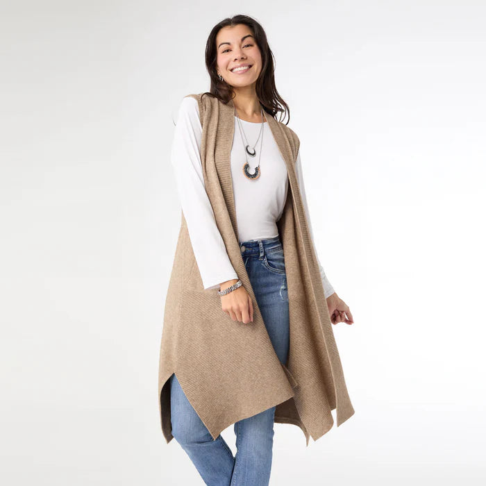 Heavenly-Luxe Contrast Rib Vest with Pockets