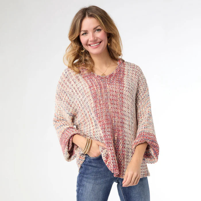 Neville Multi Color V-Neck Sweater with Hood